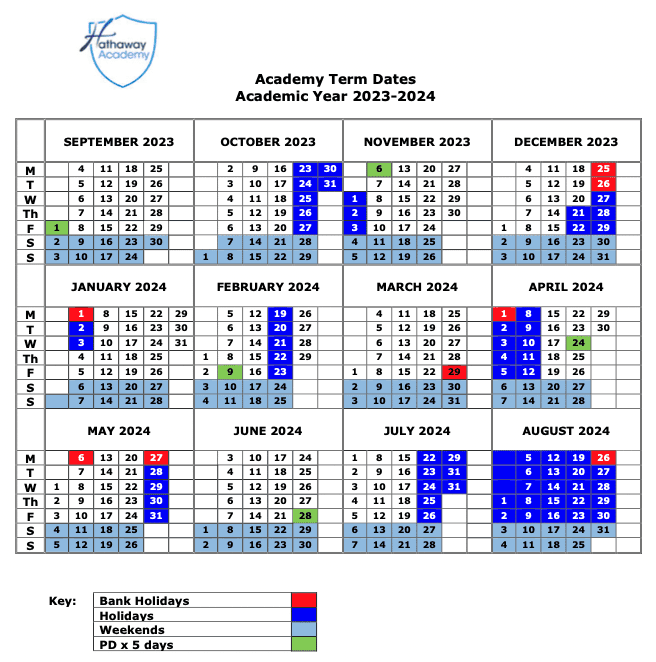 Calendar and Term Dates - The Hathaway Academy